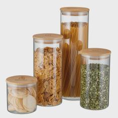 Potes Herméticos Porta-Mantimentos com Tampa de Bambu Electrolux