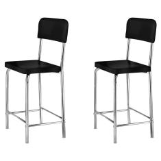 Banquetas Kit 2 Banquetas Vintage Cromado/preto - Art Panta