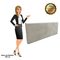 Cabeceira Painel Clean Cama Box Solteiro 90 cm Suede Cinza