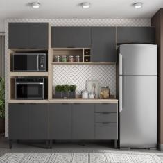 Cozinha Completa Firenze 04 Peças 10 Portas E 02 Gavetas Demóbile Avena Touch/grafito