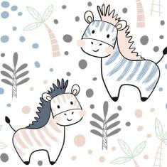 Papel de Parede Animais Zebras Escandinavas 57x270cm - Quartinhos