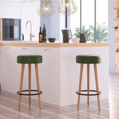 Kit 2 Banquetas Altas Estofadas Roma 70Cm Verde - Adz