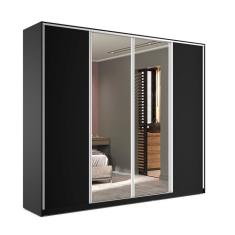 Guarda-Roupa Solteiro com Espelho Zermatt 100% MDF  4 Portas 6 Gavetas Preto