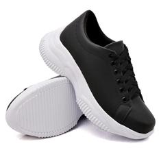 Tenis Chunky Feminino Liso com Sola Alta Detalhada Macia e Cadarço