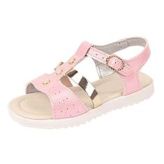 Sandália Infantil Menina Salomé Botões Pérola Rosa