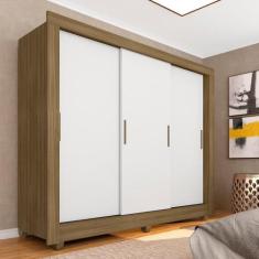 Roupeiro Casal 3 Portas De Correr Estela Boreal/branco - Móveis Arapon