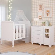 Quarto de Bebê Completo Berço Americano Mini Cama Cloe 2 Em 1 Cômoda U