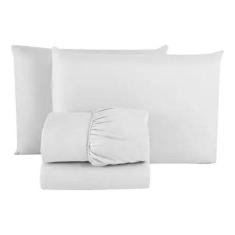 Kit 10 Jogo Lençol Cama Casal Queen 4 Pcs Premium Branco