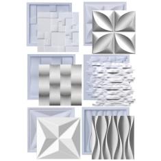 Formas Molde De Gesso 3D E Cimento Pra Placas Parede Kit Abs