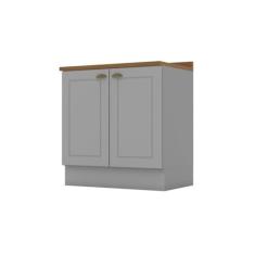 Balcão para Cozinha 2 Portas 80cm com Tampo Para Cooktop Emily Cinza/nature