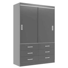 Guarda Roupa Solteiro 2 Portas de Correr 6 Gavetas Veneza Evidencia