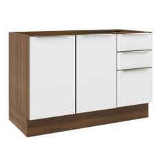 Balcão Gabinete de Pia Madesa Lux 120 cm 2 Portas 3 Gavetas (Sem Tampo