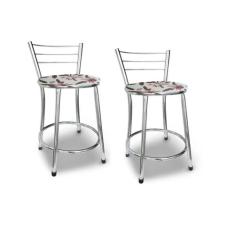 Kit 2 Banco Banquetas Baixa Cromada C/ Encosto - Moveraço, Cromado, As