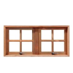 Janela Maxim-Ar Quadriculada 60cm Reta em Madeira Maciça Cedro Arana C