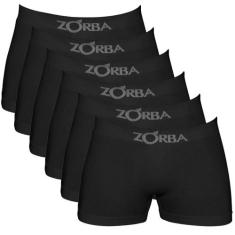 Kit c/ 6 Cuecas Zorba Boxer Seamless 781 Preto, Preto, M