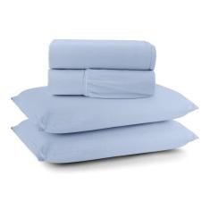 Jogo Cama Lençol Casa Scarpa Sonnet Casal Padrão Malha Lisa Algodão Macio 4 Peças - Azul Turquesa