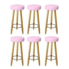 Kit 6 Banqueta Alta Elegance Bar Balcão Cozinha Bancada Pé Castanho Su