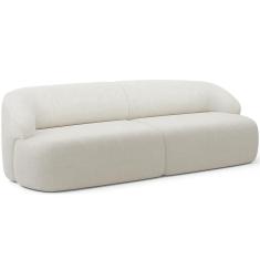 Sofá 4 Lugares Curvo Orgânico Para Sala Living 280cm Barolo L06 Bouclê Off White - Lyam Decor