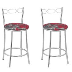 Kit 2 Banquetas Cromadas Bc51-c - E509 Cromada-vermelho