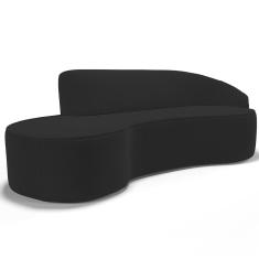Sofá 3 Lugares Curvo Living Firenze Direito D02 Veludo Preto 180cm C-300 - Lyam
