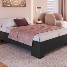 Cama De Casal Box Com Estrado Fixo 140 Xangai Grafite