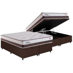 Cama Box Baú King: Colchão Molas Herval Maxspring Sublime + Base Crc Courano Brown(193X203)