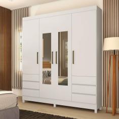 Guarda-Roupa Demóbile Mônaco com 4 Portas, 6 Gavetas e Espelho - 195cm de largura