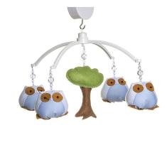 Móbile Musical Corujas Azuis Quarto Bebê Menino