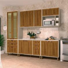 Cozinha Modulada Completa 5 Peças com Tampo e Vidro Reflecta Sofia Luciane Móveis