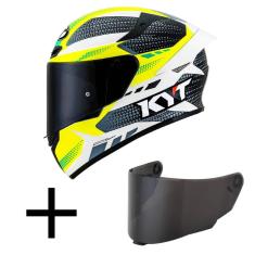 Capacete KYT TT Course Gear Preto e Amarelo Mais Viseira Fumê