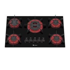 Cooktop a Gas 5 Bocas Venax Arena Preto Vermelho