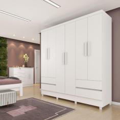 Guarda Roupa Casal Oregon 6 Portas  4 Gavetas Com Pés Tcil