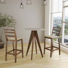 Conjunto Bistrô 1 Mesa 2 Banquetas Denver Pinhão