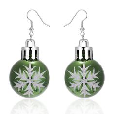 Brincos de pingente de gota com enfeite de lâmpada vermelha e verde de Natal, flor de floco de neve, estrela da sorte, bola redonda, brincos de argola de gancho, moda de Natal, joias festivas,