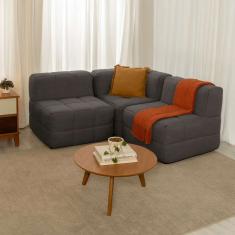 sofá guldi popup com 2 módulos centrais e canto linho grafite