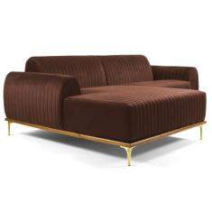 Sofá 300cm 5 Lugares com Chaise Esquerdo Pés Gold Molino B-276 Veludo 