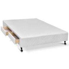 Cama Box Castor Casal Poli Branco com 2 Gavetas 138x188x27cm