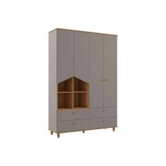 Guarda Roupa Bebê 4 Portas E 4 Gavetas Casinha Fendi-nature - Permóbili Baby