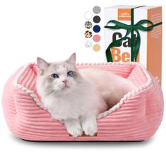 Cama retangular para cães e gatos, presente para filhotes e gatinhos, lavável à máquina, calmante e fofo, sofá para ambientes internos e externos, cama macia portátil para gatos com fundo