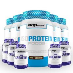 KIT 5x Iso Protein 900g + 5x Creatina 300g - BRN Foods,  Chocolate