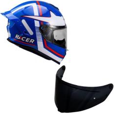 Capacete Racer1 Rc1 Nava Azul Branco Vermelho Mais Viseira Rc1 Fume, S