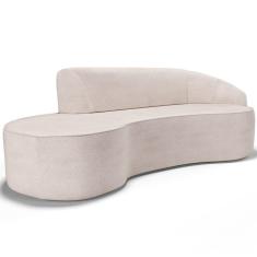 Sofá 3 Lugares Curvo Sala de Estar Living Firenze Direito D02 Linho Cru 210 cm D-461 - Lyam