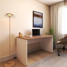 Escrivaninha Mesa Escritório 135cmx70cm 135cm Branca E Carvalho Mel - 