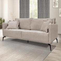 Sofá 2 Lugares 160cm Linho Lion Cinza Areia - Spezzia Decor
