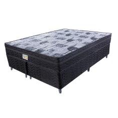Cama Box Queen Imperial com Colchão Mola Verticoil (158x198) Preta e Cinza