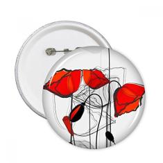 Linhas de arte abstrata com flores vermelhas, pinos, distintivo, botão, emblema, decoração, 5 peças