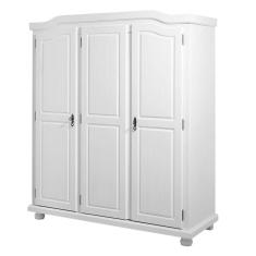 Guarda-Roupa Solteiro 3 Portas 4 Prateleiras Madeira Maciça Provençal Bastian Inter Link Branco Lavado