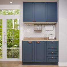 Cozinha Modulada 2 Peças com Balcão e Armário Aéreo Arizona Cabecasa Madeiramadeira Branco/azul