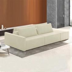 Sofá Ilha Modulado Milos 252cm Puff Lateral Veludo Bege G33 - Gran Belo