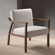 Poltrona em Madeira Maciça Antônia Volttoni Nogueira/Bege